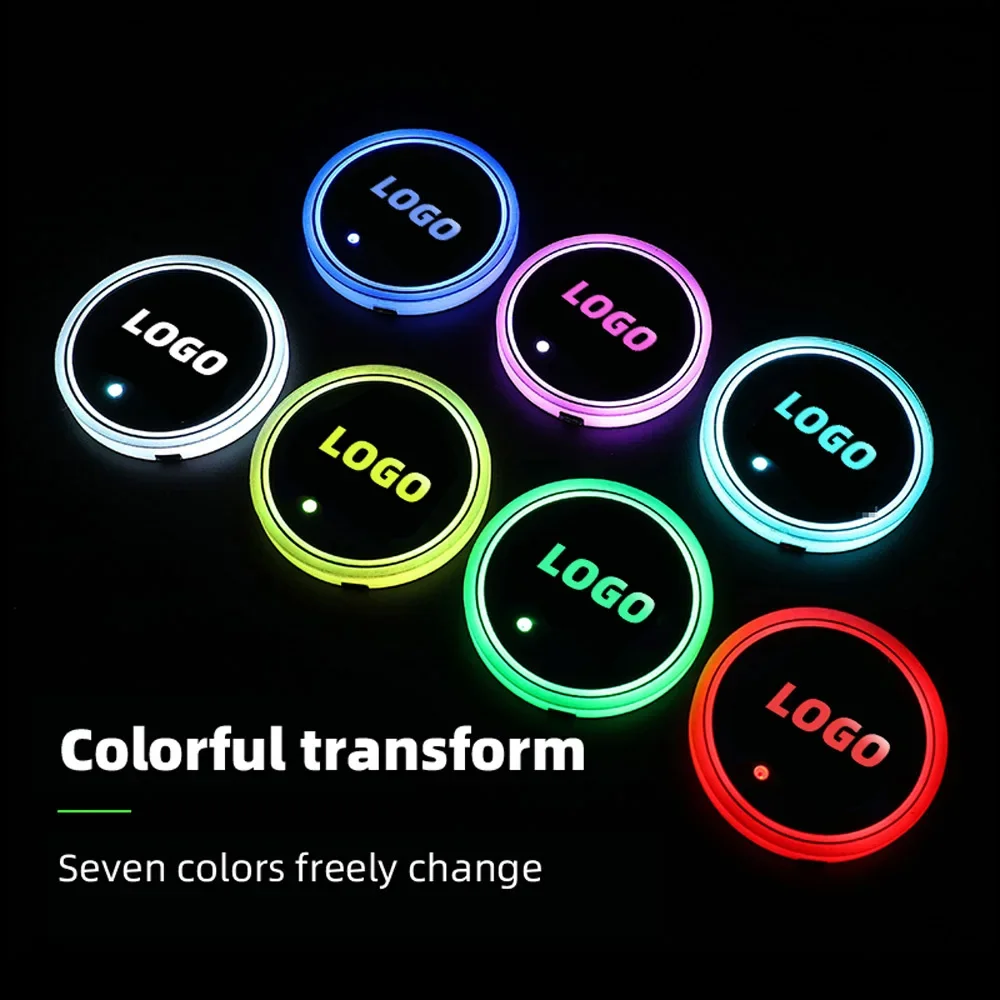 Universal LED lights for cars, car water cups, coasters, beverage racks, cool coasters, customizable logos