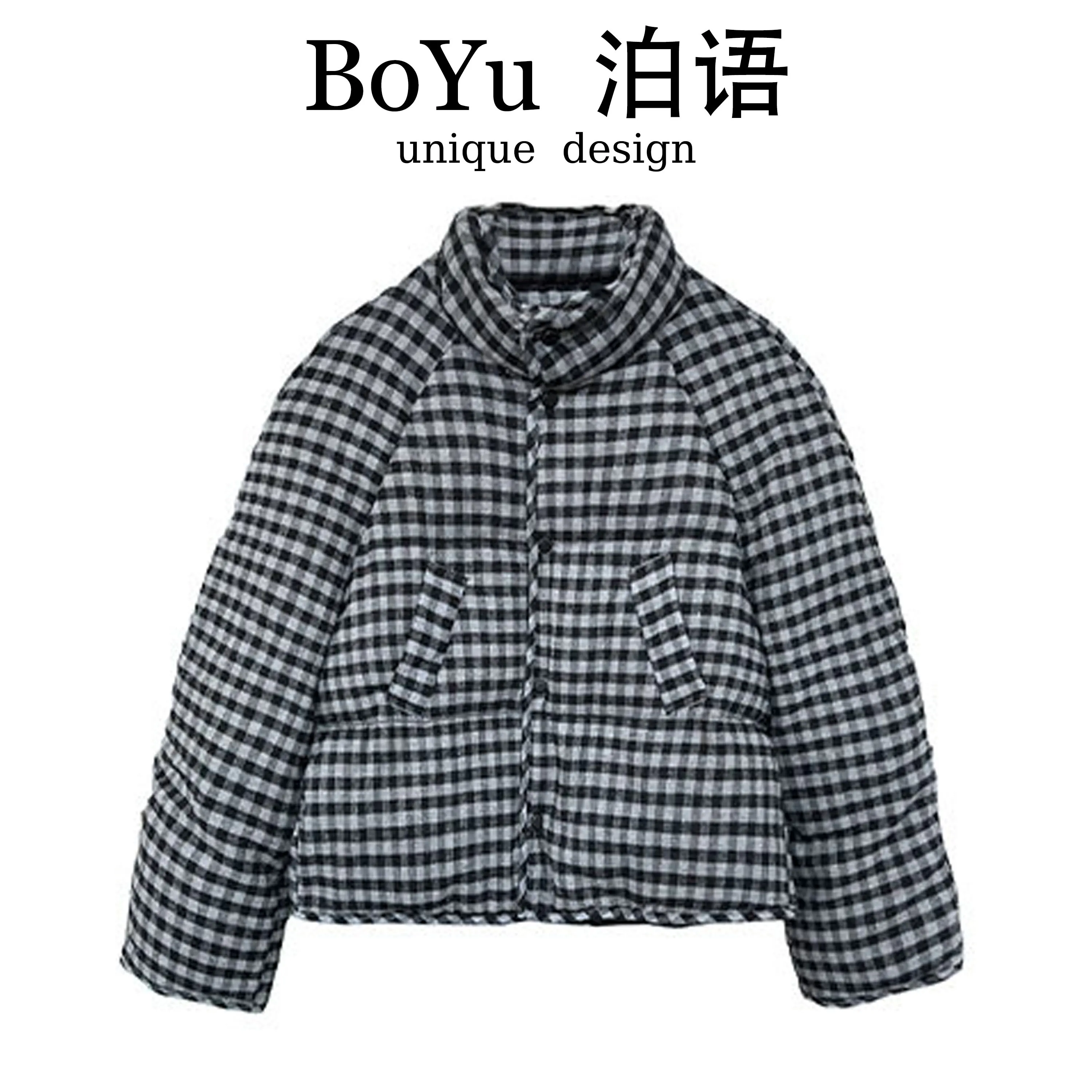 

Women Plaid Parka Jacket Overcoat Warm Coat Oversize Korean 90s Vintage Harajuku Long Sleeve Padded Jacket Clothes Winter