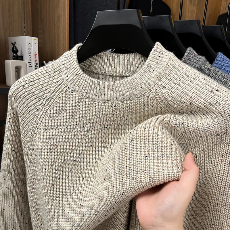 Men's Designer Sweater Round Neck Long Sleeve Knitted Pullover Solid Color Autumn Winter Fashion Casual Versatile Men's Clothing