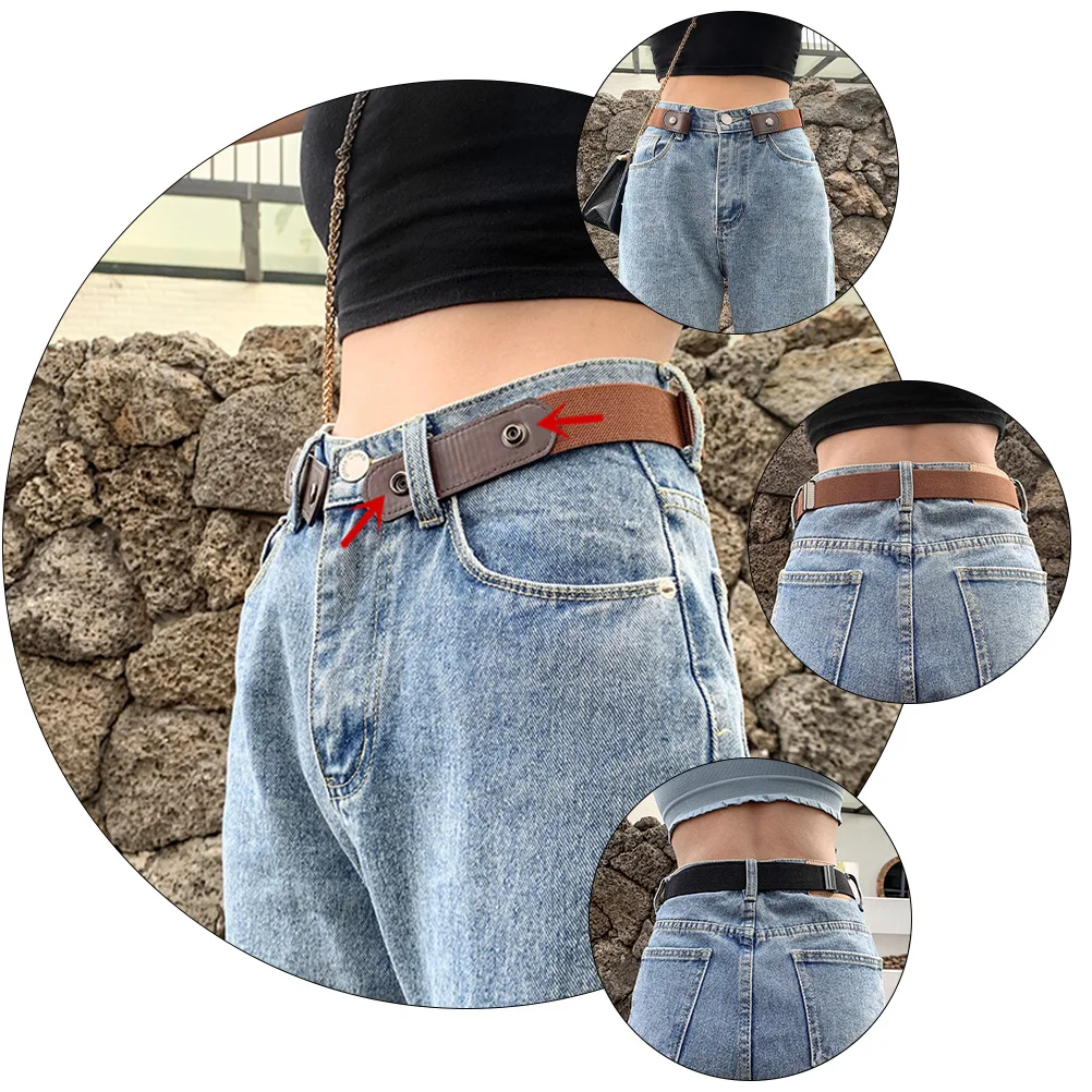 

2Pcs Invisible Traceless Belt Elastic Waistband Stylish Fashionable Women Jeans Dress Accessory PU Rubber Material Non Deform