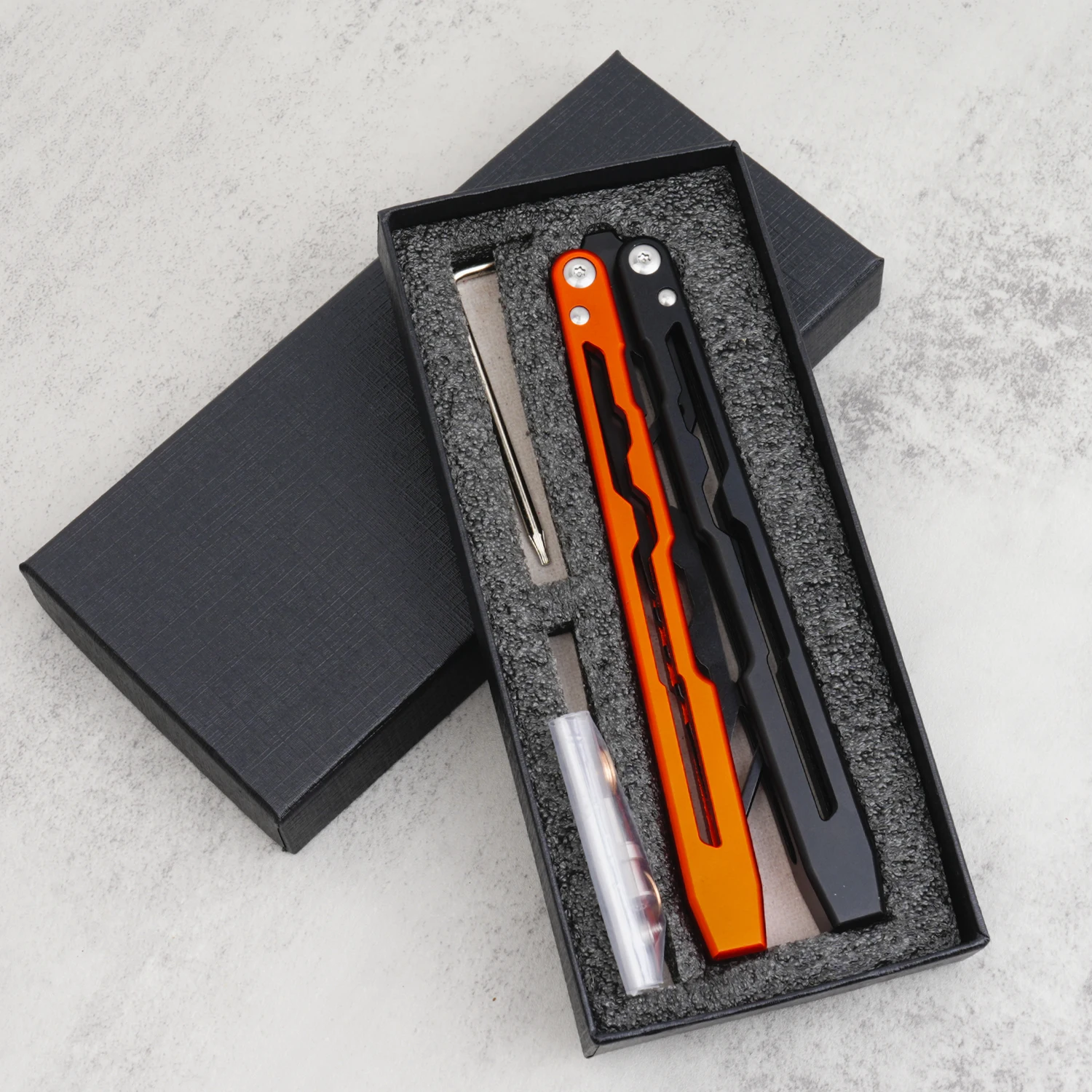  Portable Folding BALISONG Trainer, Aluminum alloy Pocket Practice Training Tool, No blade, practice using it