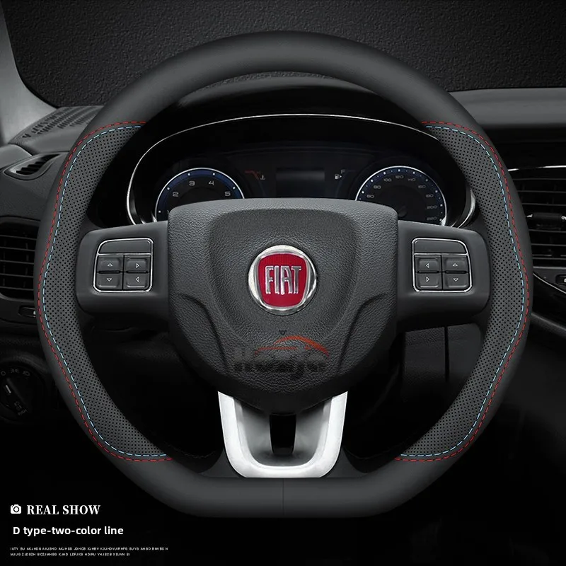 

Leather Car Steering Wheel Cover for Fiat Scudo e-ulysse Freemont Ottimo Viaggio 500e Grande Panda 500 Auto Interior Accessories