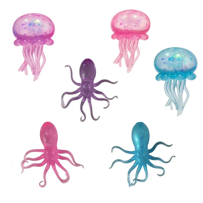 New Trending Jellyfish & Cube Squish Toy, Soft Jelly Squeeze Stress Relief Fidget Toy, Sensory NeeDoh for Kids & Adults