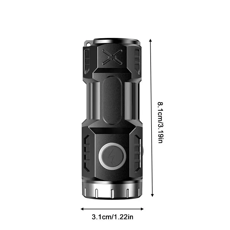 Mini linterna LED recargable, luz de emergencia para acampada con luces laterales y cola de pantalla con imán para explorar acampar