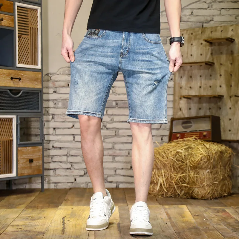 Mode Paisley Herren Jeans Shorts 2024 Sommer Nähte kurze Hosen Stretch Persönlichkeit gedruckt lässige kurze Hosen