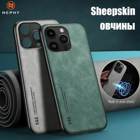 Luxury Genuine Leather Magnetic Case For iPhone 16 15 14 13 12 11 Pro Max X XS XR 7 8 Plus 10 SE i Phone Premium Cover Woman Man