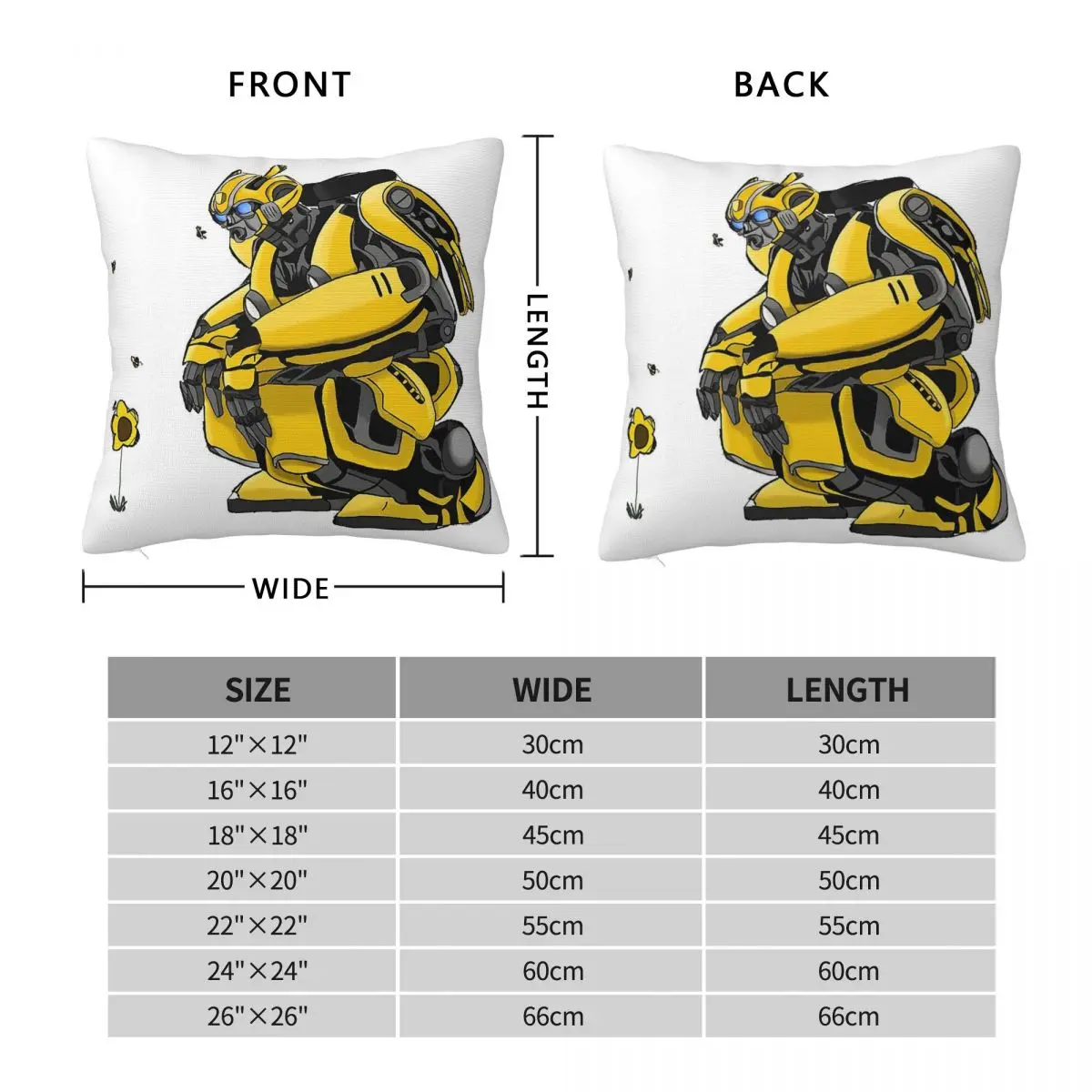 Autobot Bumblebee Pillowcase Polyester Linen Velvet Creative Zip Decor Pillow Case Home Cushion Cover Wholesale 45x45