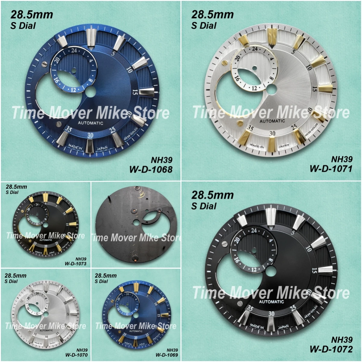 28.5mm S Logo New Hollow Out Sunray Dial Fit NH39 Movement White/Black High-Quality Watch Modification Accessories