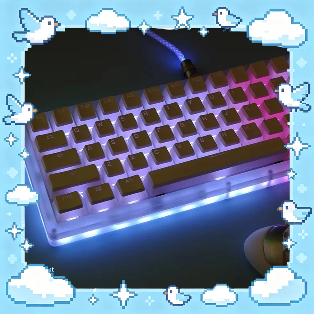 TITANNATION Pudding PC Keycaps PBT Double Skin Milk Is Transparent Keyboard Keycaps OEM Without Nozzle For PC Accessories Gifts