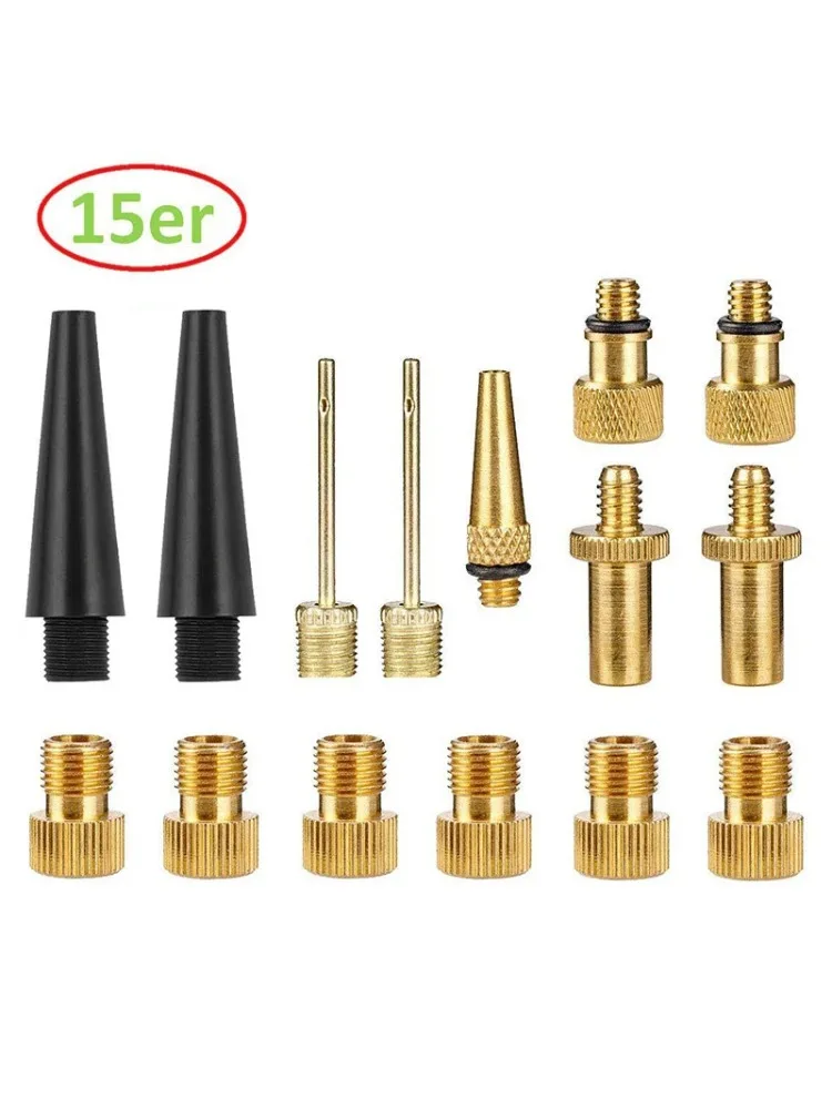 AliExpress NONE 15pcs Bicycle Valve Adapters Presta Schrader Dunlop Inflator Nozzle Kit for Wheels Pump Tube Valve Conversion