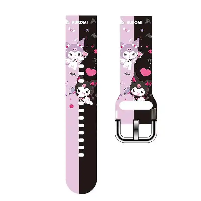 

Ремешок Sanrio Kuromi с принтом 20 мм для Samsung Galaxy Watch 7/6/5 40 мм 44 мм, сменный браслет для Xiaomi Amazfit, ремешок для часов