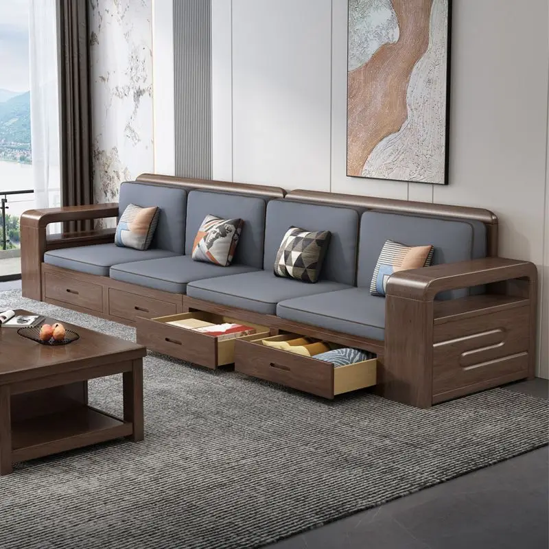 Straight row sofa set Concubine modern simple winter and summer dual-purpose high-end living room furniture