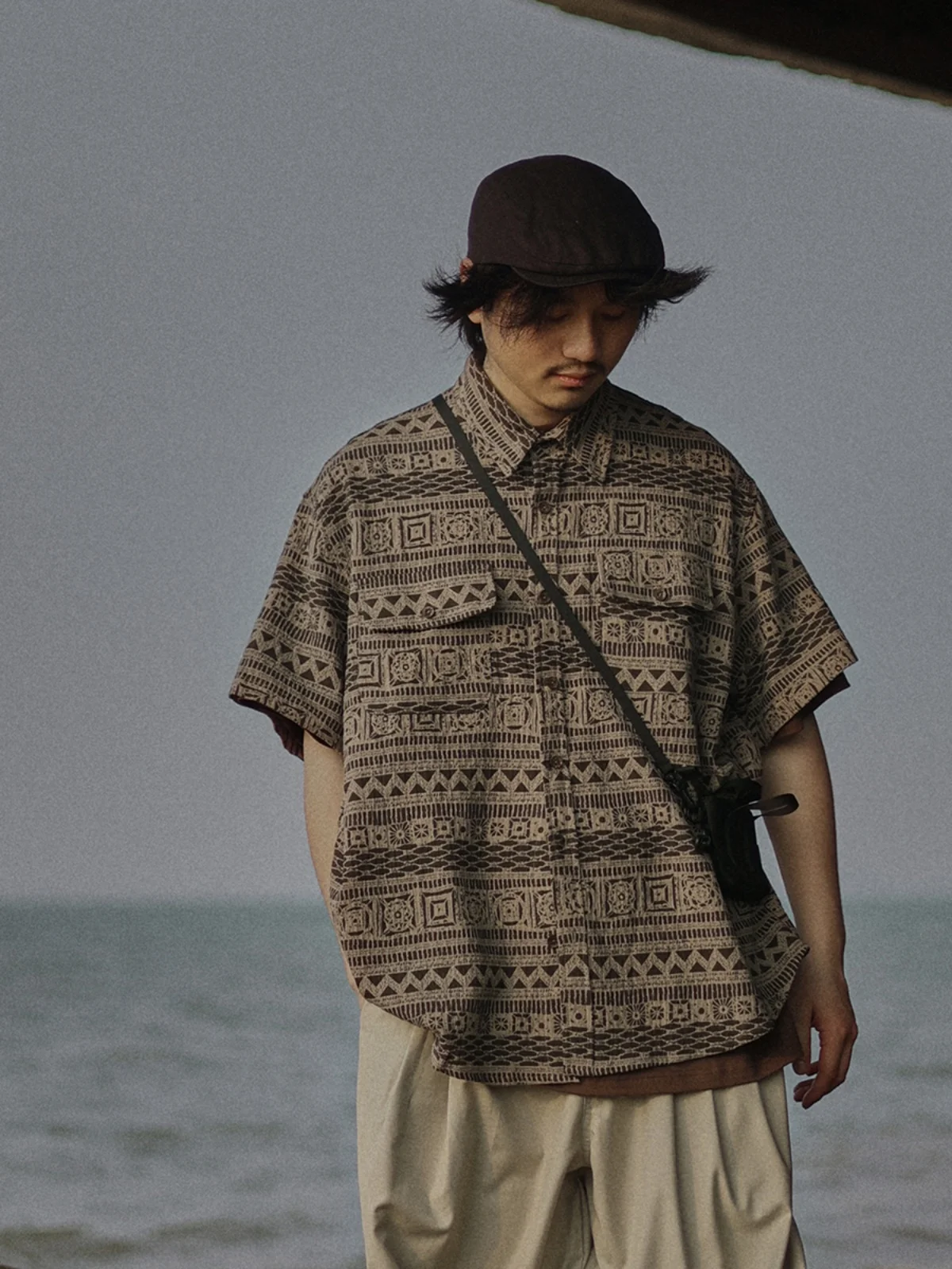 Retro Japanese Style Cityboy Ethnic Short Sleeve Casual Loose Men's Shirt Summer New Fashion Outerwear Jacket for Unisex