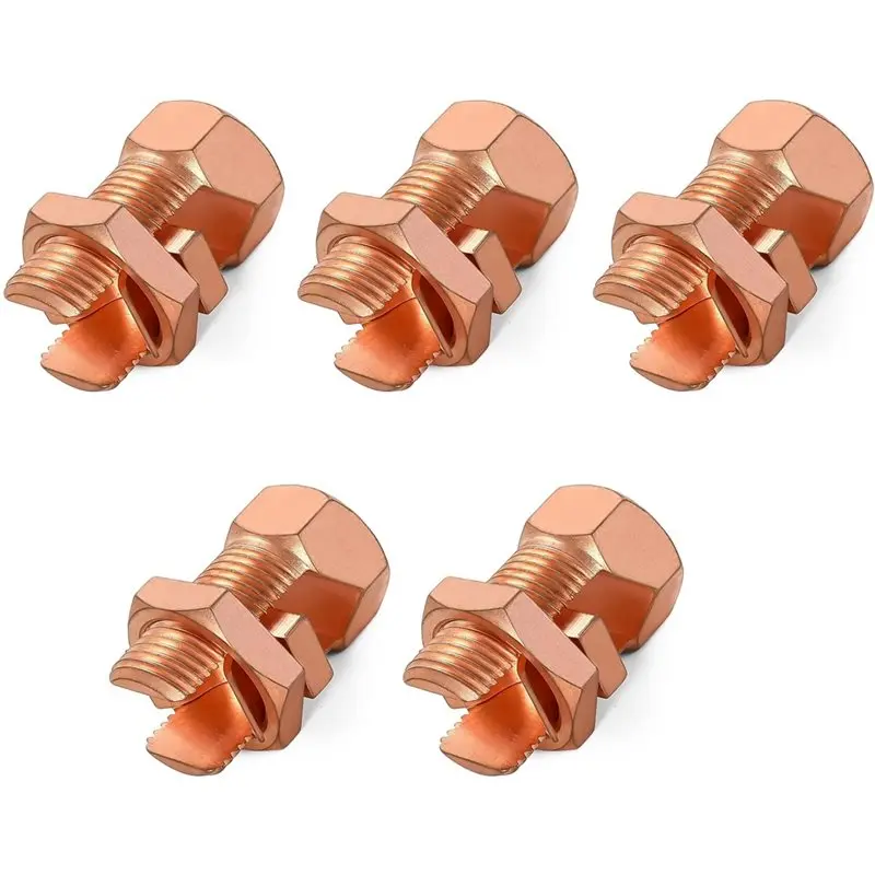 ABMH-5PCS TJ-16 Split Bolt Wire Connector,High Strength Copper Grounding Clamps,Ground Wire Connector For 6/7/8 AWG Bare Wire