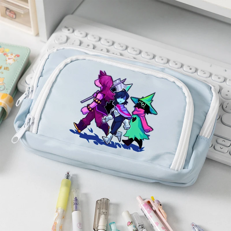 Deltaruned Pencil Case Gaming Themed Print Pen Pouch Anime Cartoon Student Portable Stationery Storage Bags Back To School Gifts