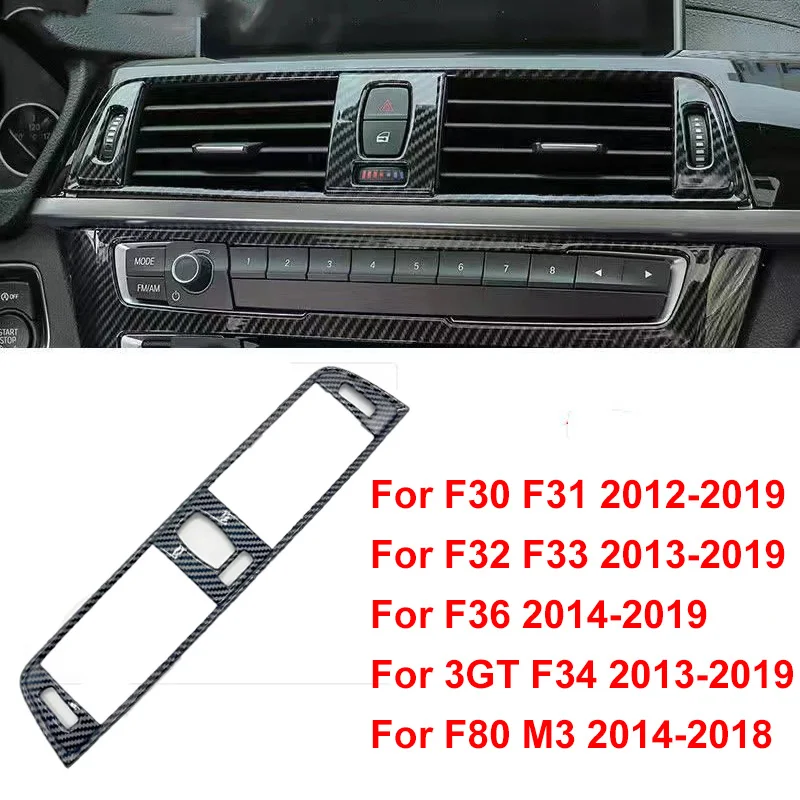 Decoración embellecedora de ventilación de aire acondicionado de consola central de estilo de fibra de carbono para BMW Serie 3/4, 2012-2019, 3GT,