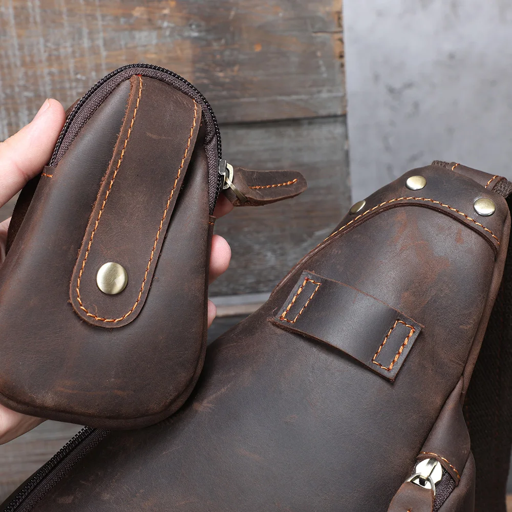 S.WORKER Echtleder Herren-Umhängetasche | Retro Crazy Horse Leder Tagesrucksack Umhängetaschen für Männer – Detail 20