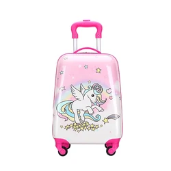 New 18 inch Luggage Cartoon Cute Spinner Wheel Student School Bag Kids Trolley Case Waterproof Zipper Suitcase