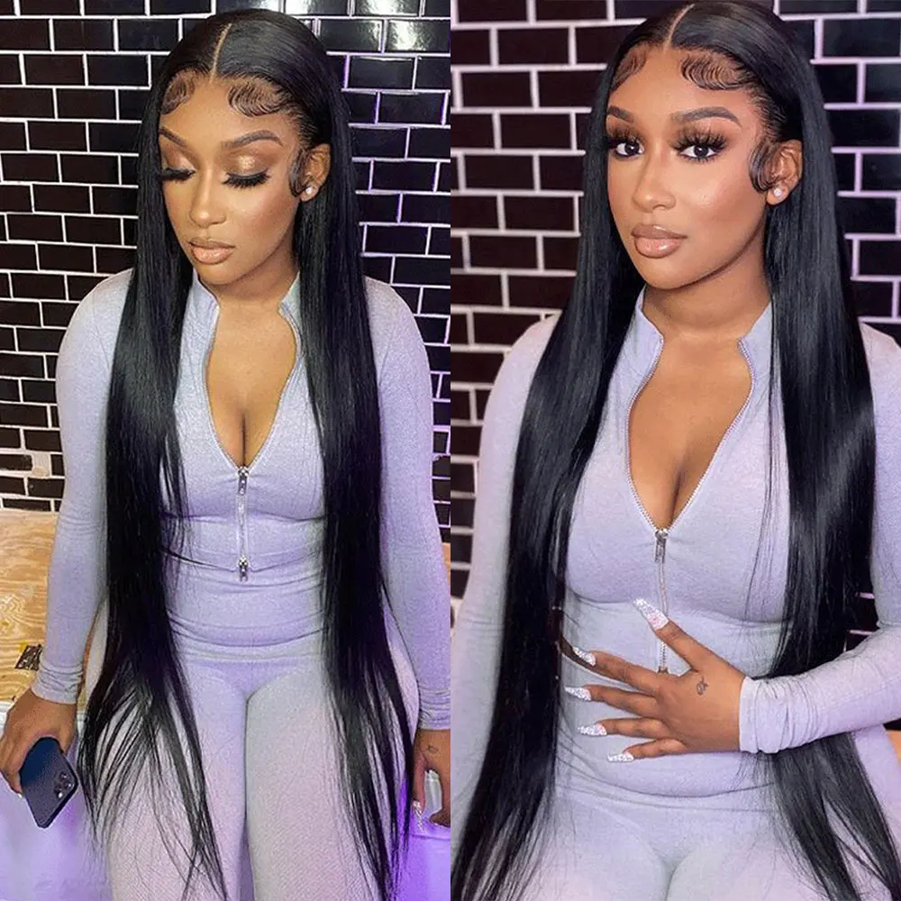 

13x6 Bone Straight 13x4 HD Transparent Lace Front Human Hair Wig 40 Inch Lace Frontal Wig Brazilian Pre Plucked Lace Frontal Wig