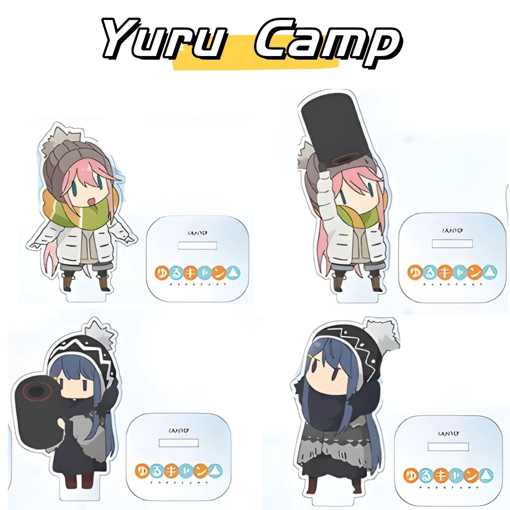 10CM Anime Laid-Back Yuru Camp Shima Rin Kagamihara Nadeshiko Acrylic Stand Figure Display Cosplay Charm Cartoon Desktop