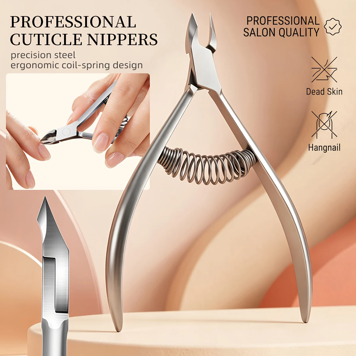 Professioneller Nagelhauttrimmer mit scharfer Klinge, Nagelknipser, Nagelkunstwerkzeuge, Doppelfedern für die Nagelpflege, Pediküre, Nagelwerkzeuge