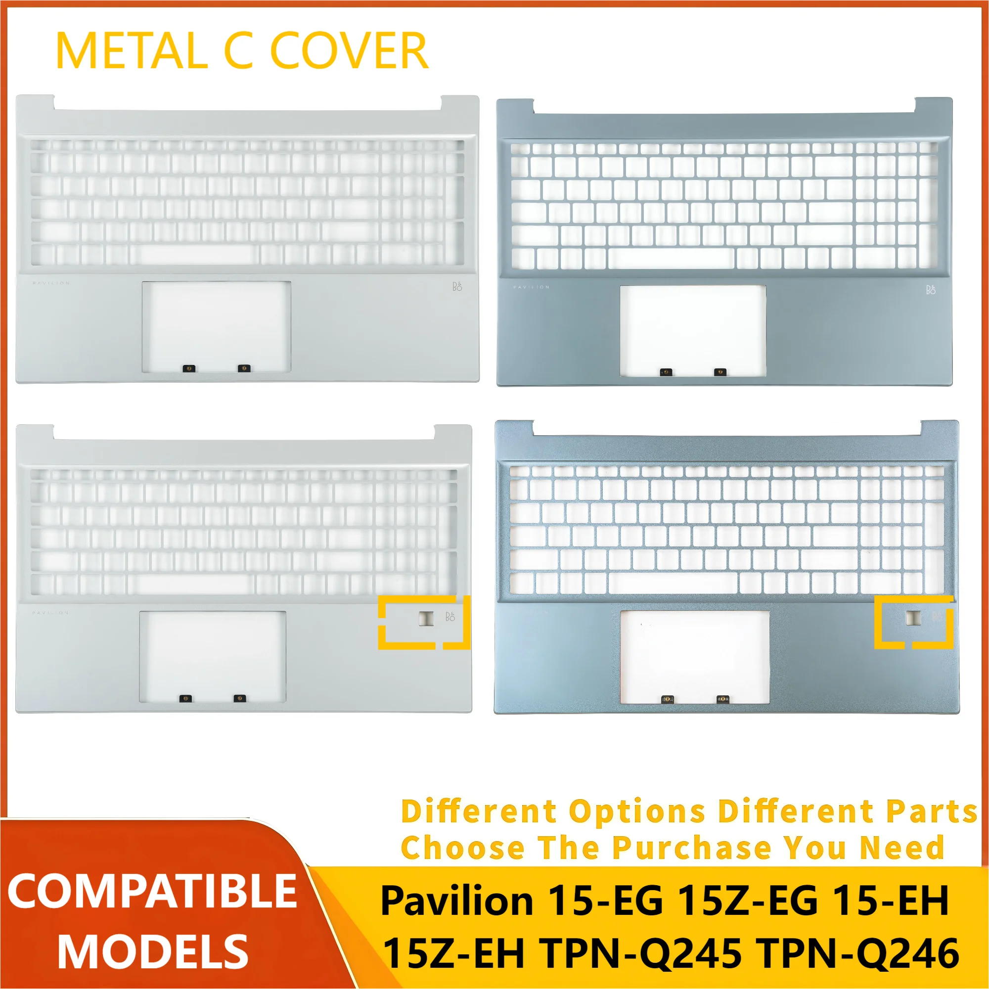 

Upper Case For Pavilion 15-EG 15Z-EG 15-EH 15Z-EH TPN-Q245 TPN-Q246 Bule/silver Metal Palm Rest C cover Reair
