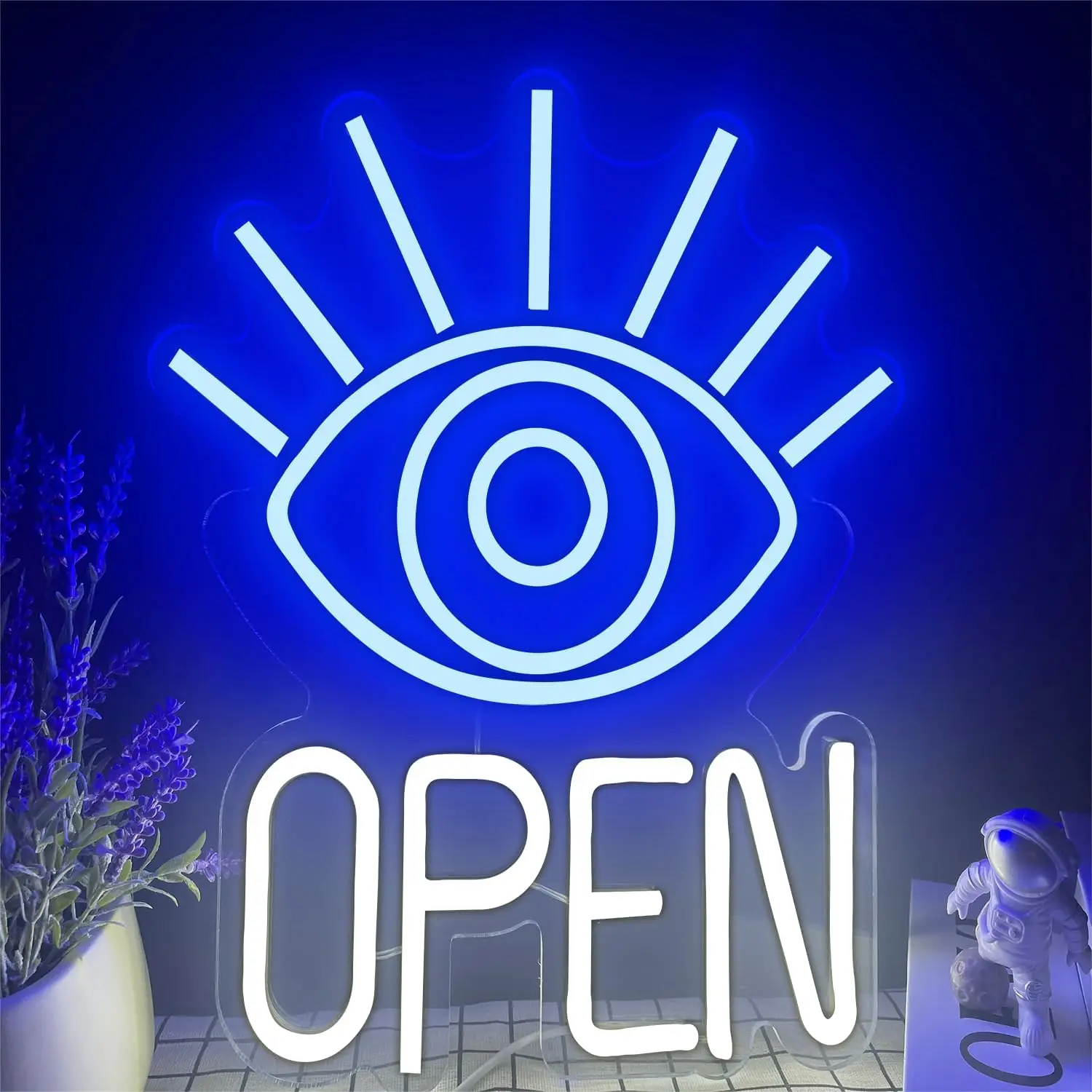 Eyes Open Neon Sign LED Neon Light for Business Bar Lash Shop Eyedrops Store Hotel Door Decor Christmas Halloween Birthday Gift