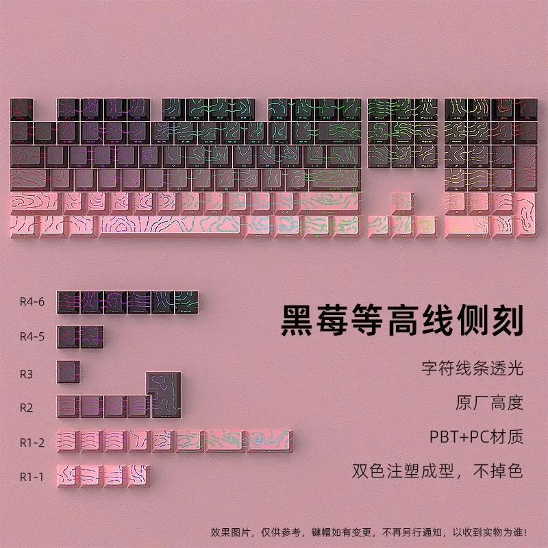 

BlackBerry Contour 4.0 Keycap Side Engraved Character Line Crack Luminous - Original Height 130 Keys Small Full Set