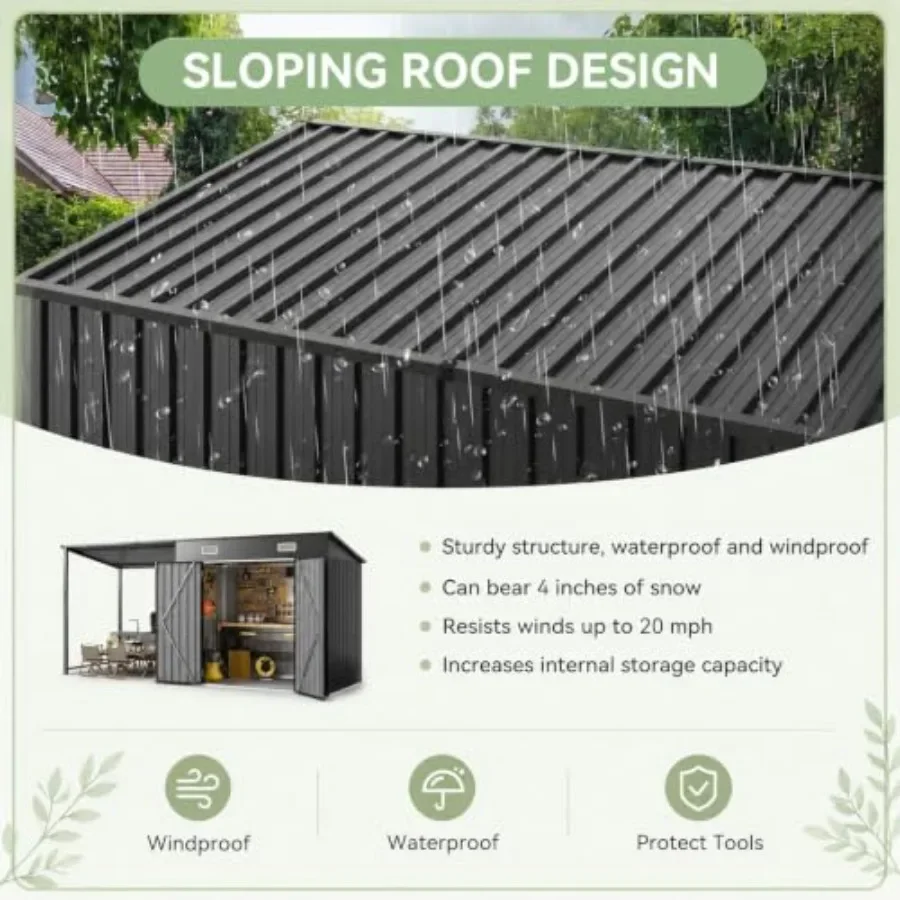 6x4FT Outdoor Storage Shed and Hardtop Gazebo Combo view 5