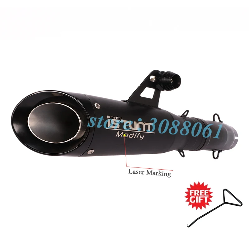 Motorcycle Black Exhaust Istunt Muffler with Middle Link Pipe