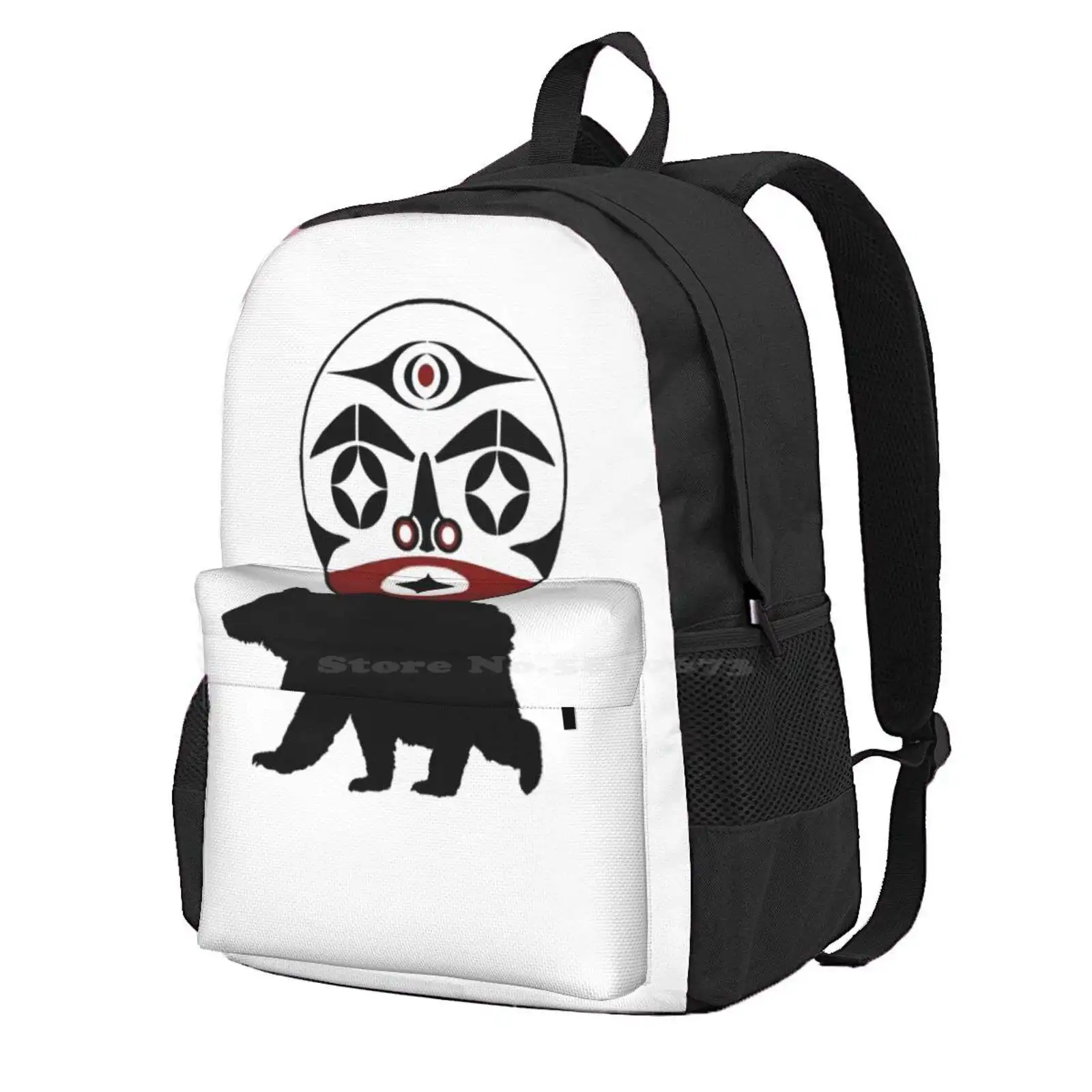 Serenity Hot Sale Schoolbag Backpack Fashion Bags Pacific Northwest Tribal Bear Pacific Northwest Tribal Kodiak Bear Grizzly