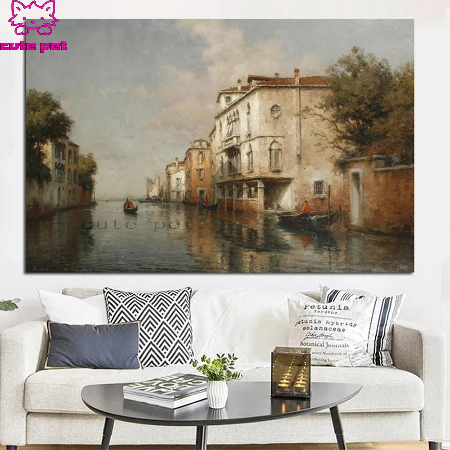 Diamond Painting Resorts Vintage Water Town Venice Seascape  Rhinestone 5D DIY Diamond Embroidery,Cross Stitch,diamond Mosaic