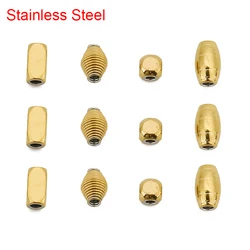 50pcs Never Fade PVD Stainless Steel Spacer Beads Bulk Metal Loose Bracelet Beads For Diy Necklace Accessories Jewelry Making