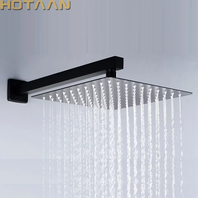 

. 20cmx20cm Black Rain Shower Ultra Thin Rain Shower Head with Arm & Chuveiro Ducha 40cm Arm.Accessorie Banheiro Douche Bidget