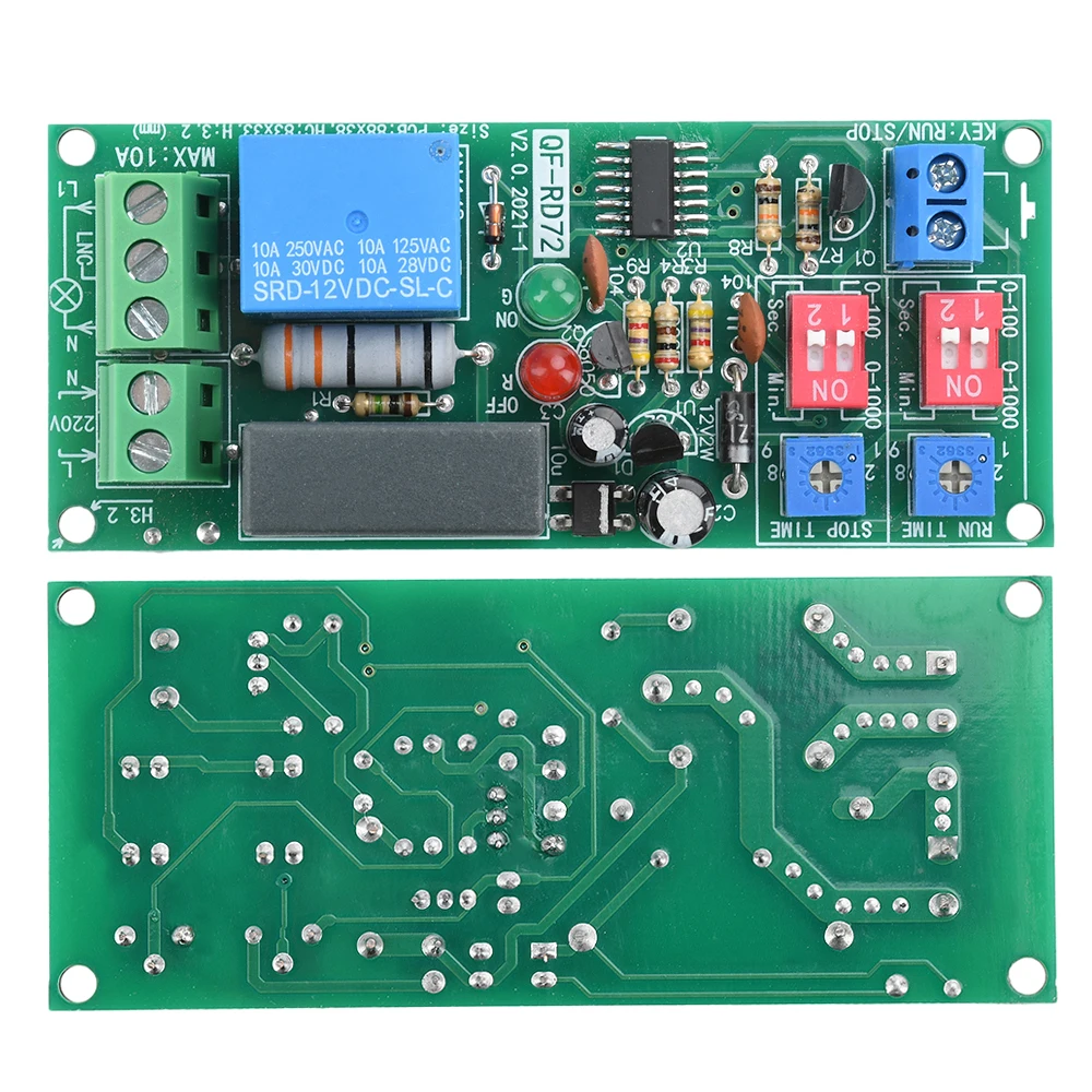 Dual Time Adjustable Cycle Delay Timing Relay Switch On/Off Module AC 100V-250V Infinite Loop Timer Module