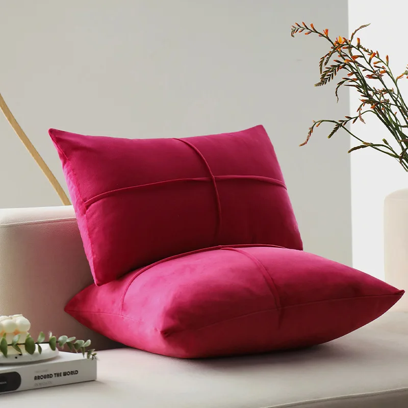 Cross Pattern Pillowcase Living Room Sofa Cushion Cover Light Luxury Velvet Bedroom Bed Cushion Cover Backrests