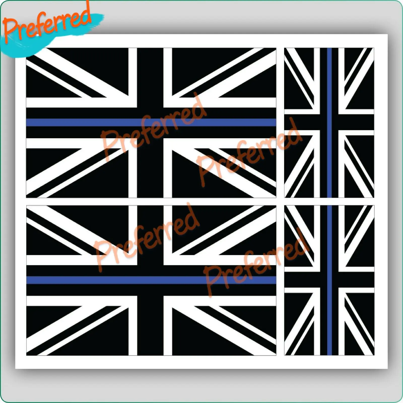 4 X Union Jack  British Flag THIN BLUE LINE POLICE VINYL CAR VAN IPAD LAPTOP STICKER BRITISH Waterproof PVC Car Sticker Decals