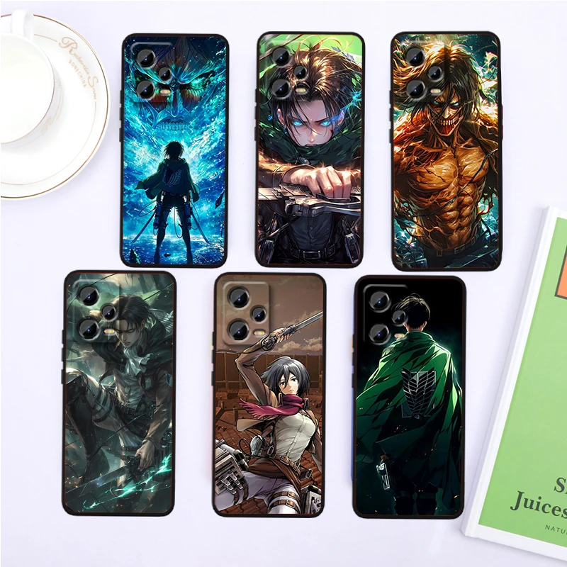 

Attack On Titan Anime Cool For Xiaomi Redmi Note 13 12R 12 12S Turbo 11 11T 11S 10 10S Pro Plus 5G Black Soft Phone Case