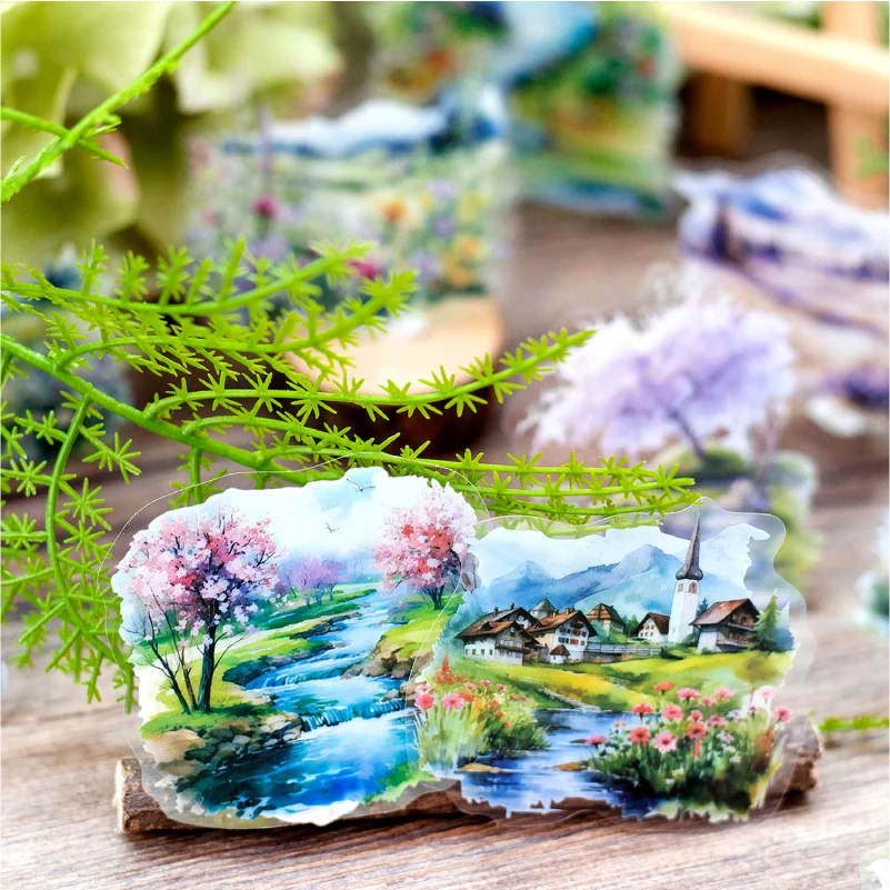 Retro PET Sticker, Wandering na Primavera Series, Photo Album Decoração, 12 Pc Lot