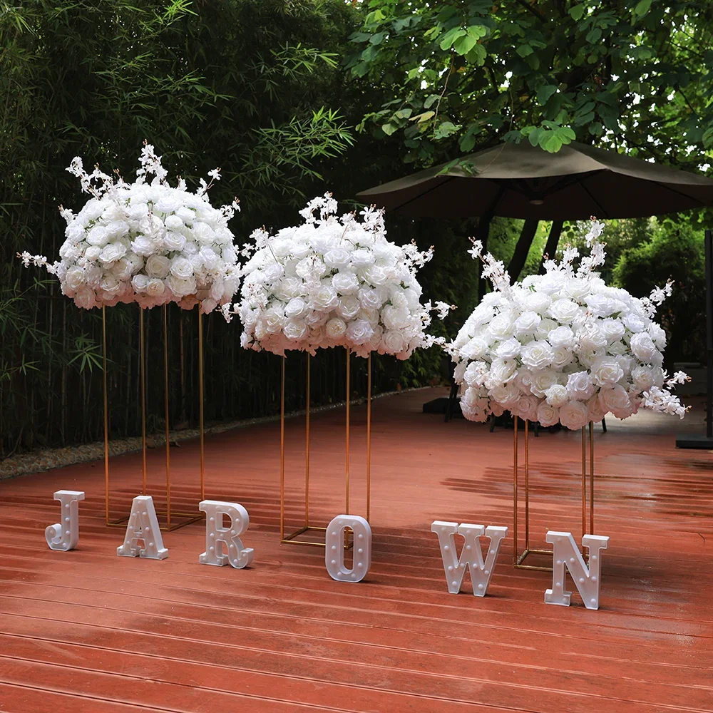 Artificial Flowers Ball Mariage Wedding Centerpieces for Tables High Quality Custom White Rose Floral Arrangement Props HY2331