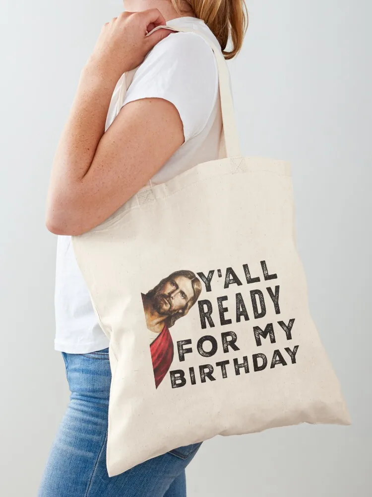 

Funny Jesus Happy Birthday Christmas Gift Tote Bag female bag reusable grocery bags canvas tote bags Shopper