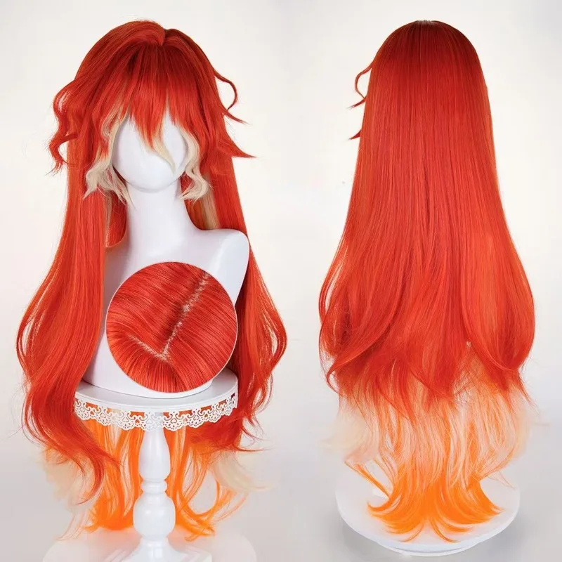 AUGUSTA زي لعبة Wuthering Waves تأثيري الذهب الأبيض لعب الأدوار الزي الأحمر شعر مستعار مجموعة كاملة للنساء حفلة الهالوين