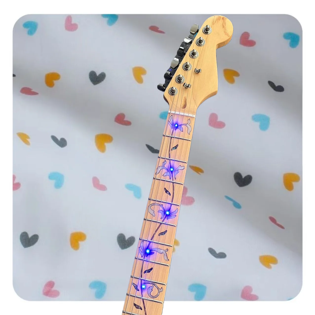 Electric guitar, factory customized, maple neck, peach blossom wood body, acrylic material, in stock, fast and free shipping