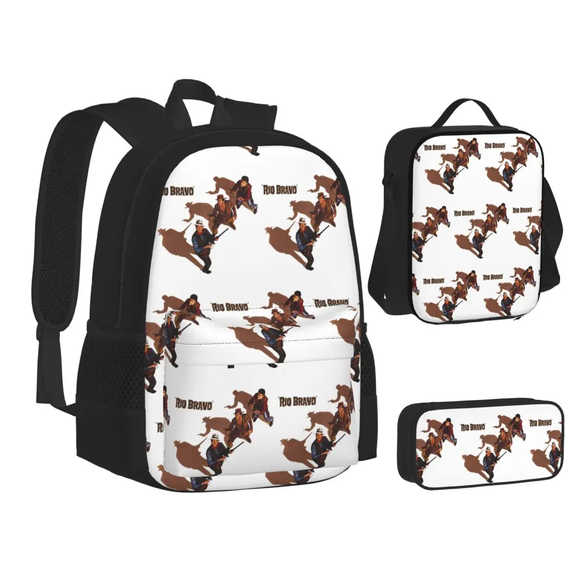 

Rio Bravo Movie Backpacks Students Bookbag School Bags Kids Rucksack Lunch Bag Pen Bag Three-Piece Set