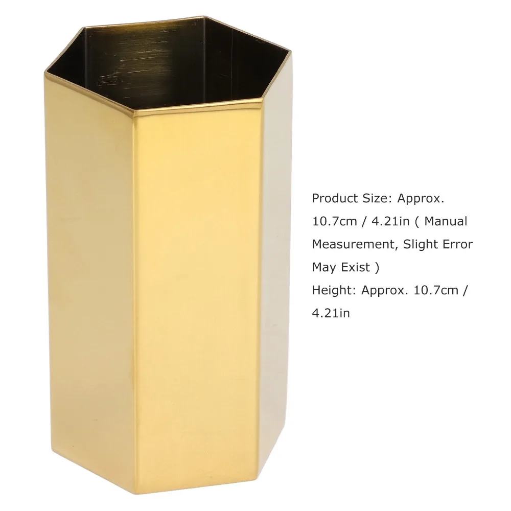Glossy Pen Holder Box Stainless Steel Gold Electroplating Pencil Holder Wide Application Corrosion Resistant Flower Vase Home