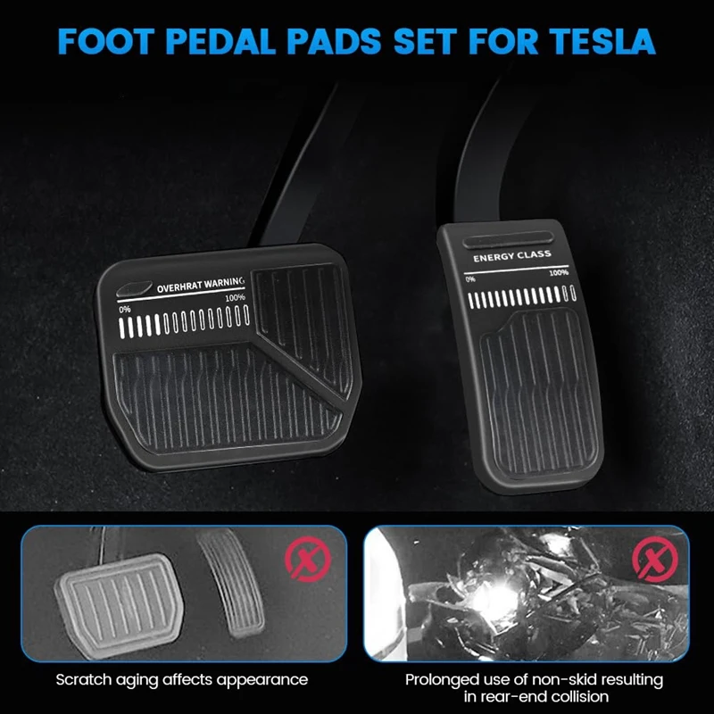 Para tesla modelo y modelo 3 2023 capas de pedal, pedal de freio a gás acelerador pedal capa acessórios (preto)