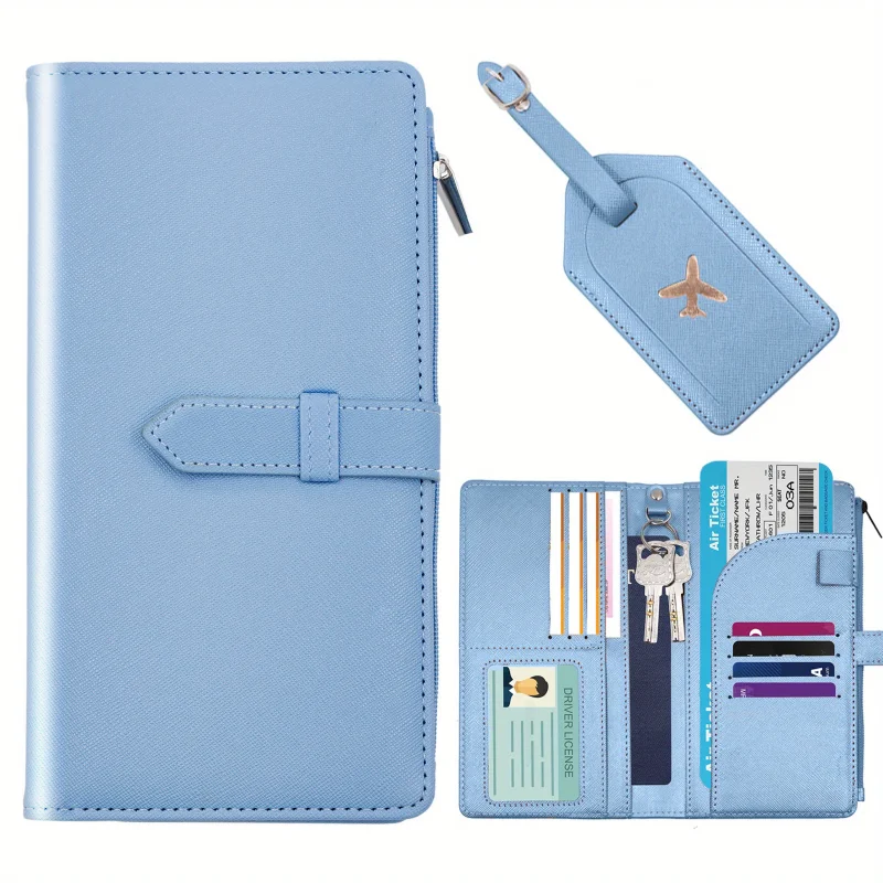 2pcs Stylish Waterproof Passport Holder Set - Travel Wallet with Organized Compartments, Unisex Design for Women and Men, Compac