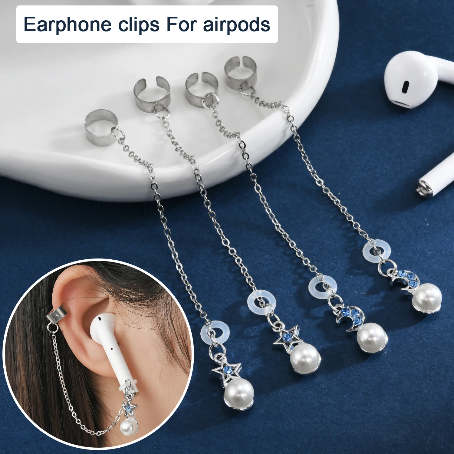 Earrings Strap for Airpods Ear Holder Clips Clip-On Anti Lost Earring Strap for Airpod Wireless Earhooks Earbuds Earphone Holder