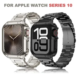 TPU Protector Case+Metal Strap For Apple Watch Ultra2 Band 49mm 46mm 45mm 44mm Stainless steel Bracelet iWatch Series 10 9 8 7 6