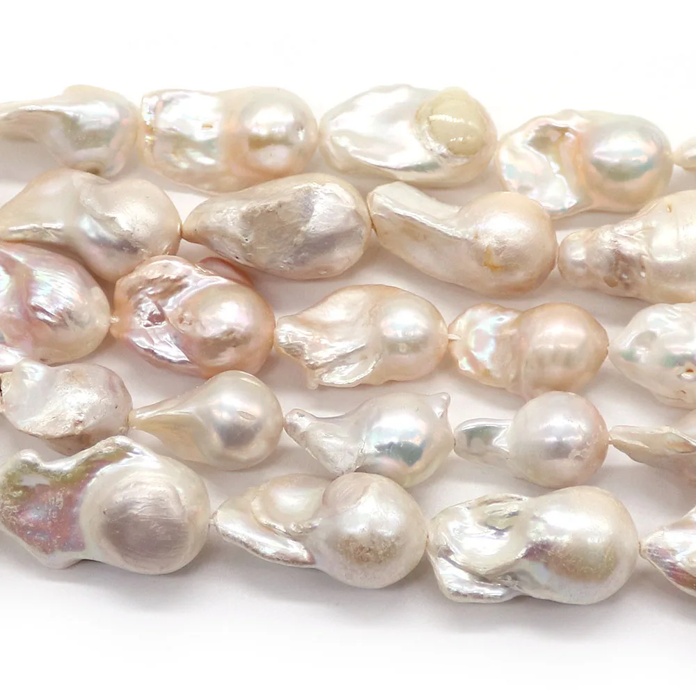 Elegant Freshwater Baroque White Big-Tailed Straight-Hole Pearl Beads 18x21mm DIY Necklace Earring Jewelry Accessories Gifts